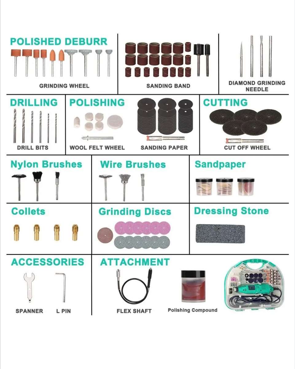 Mini Die Grinder Tool Kit 130W Rotary Tool With 211 Piece Accessories & Flexible Shaft