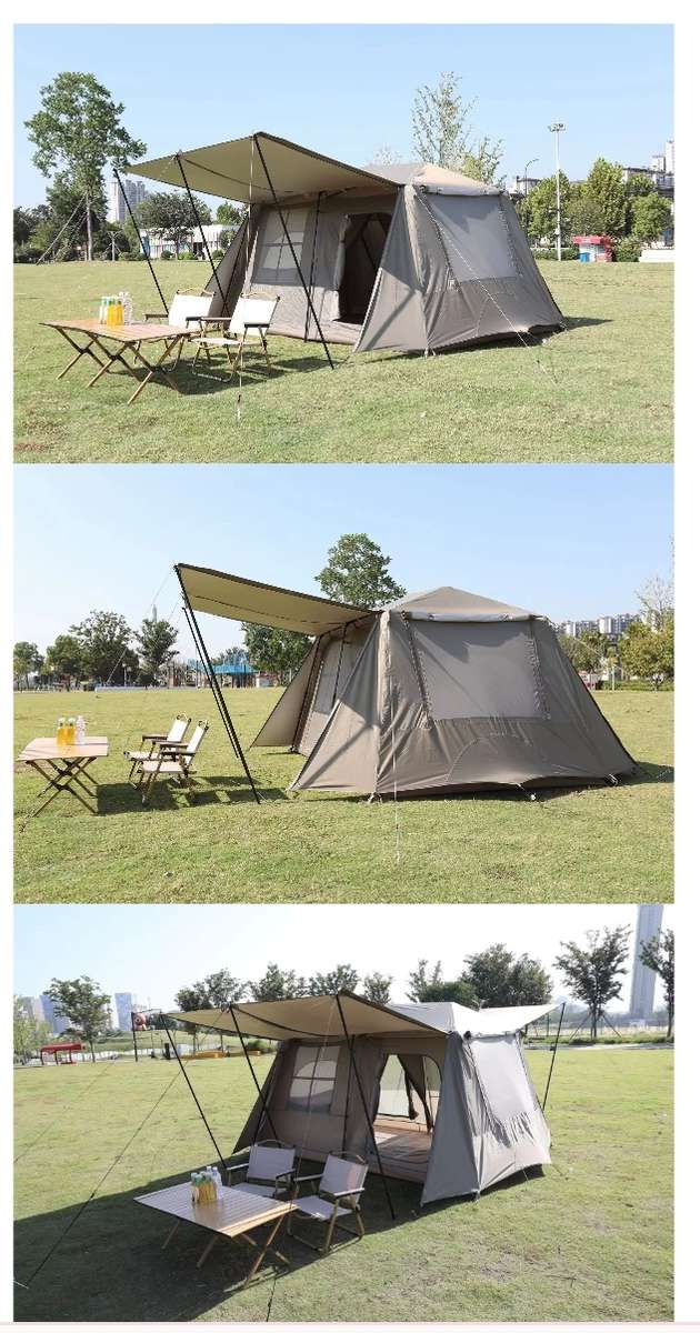 Camping Tent 3-12 Person Double Layers Oversize 2 Rooms Thickened Rainproof Outdoor Family Camp Tour