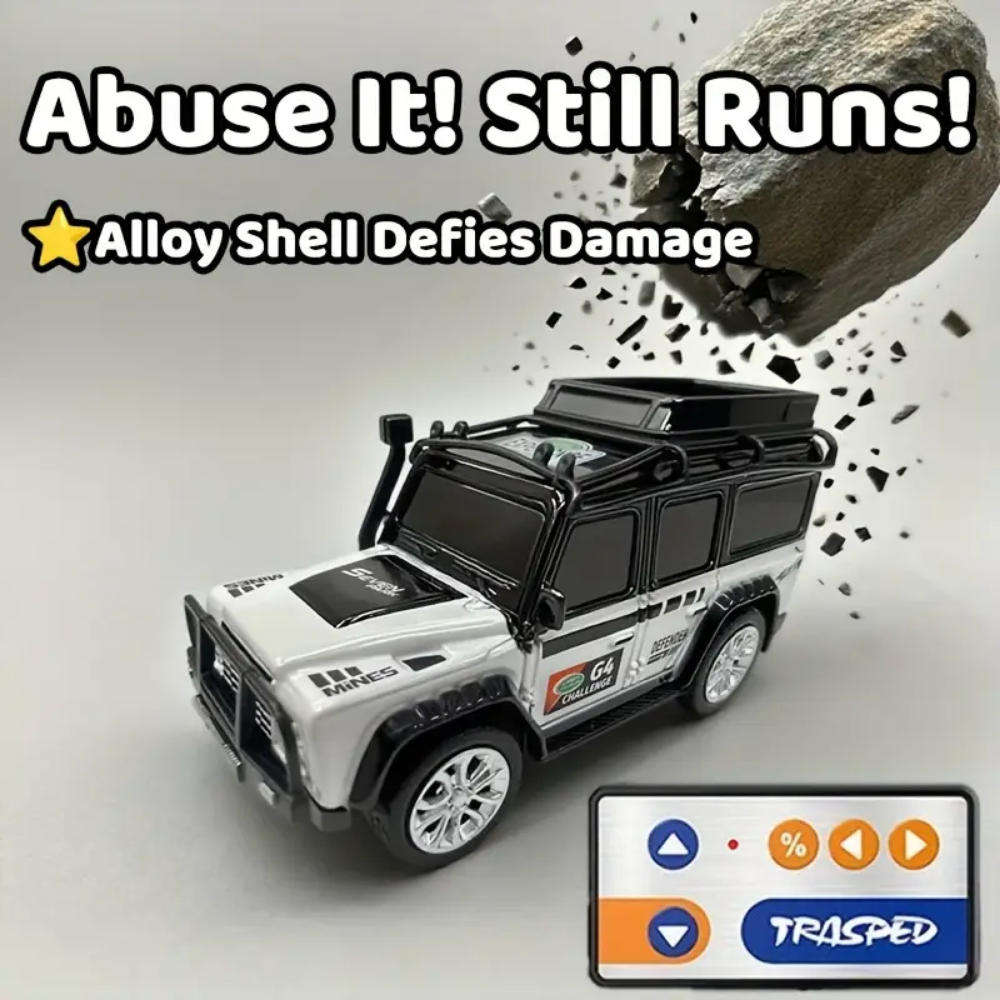 RC Alloy Mini Remote Control Off-Road Vehicle - 2.4GHz Anti-Jamming, LED Flashing Lights 1:64 Scale