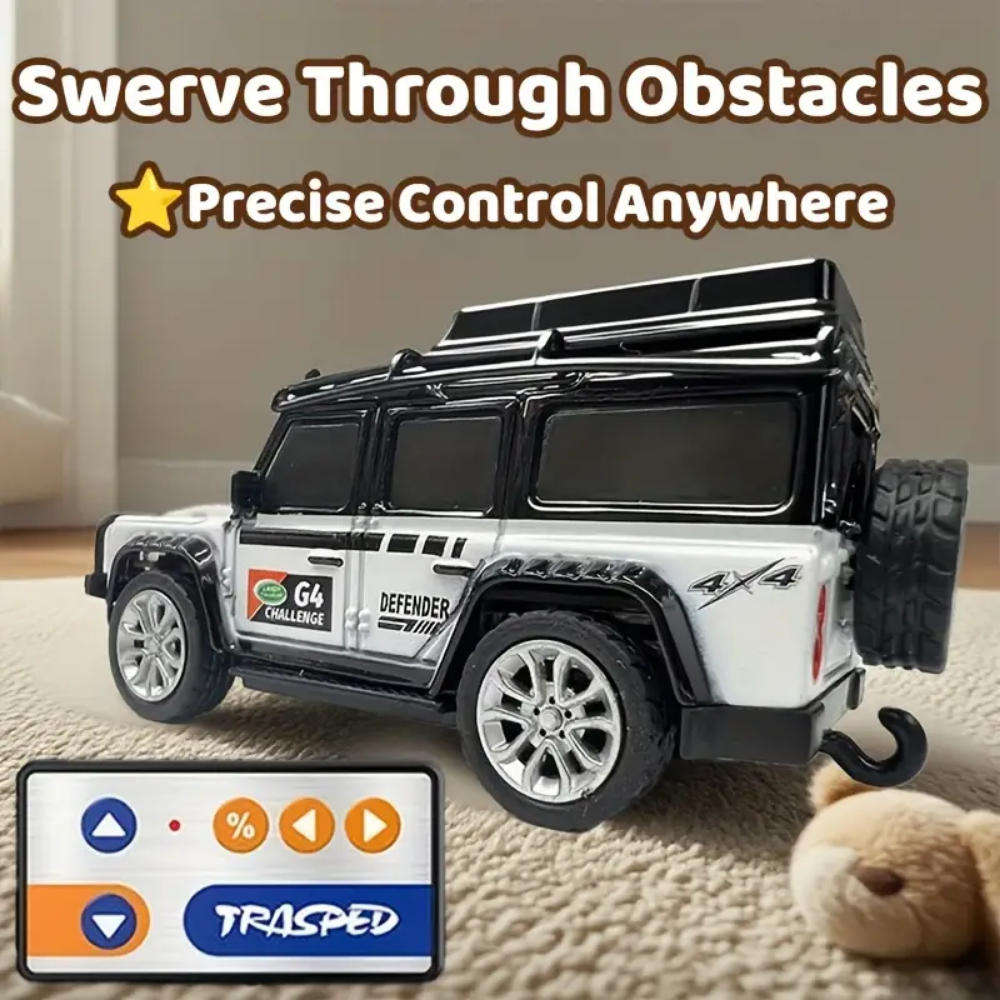 RC Alloy Mini Remote Control Off-Road Vehicle - 2.4GHz Anti-Jamming, LED Flashing Lights 1:64 Scale
