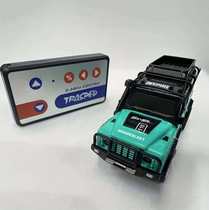 RC Alloy Mini Remote Control Off-Road Vehicle - 2.4GHz Anti-Jamming, LED Flashing Lights 1:64 Scale