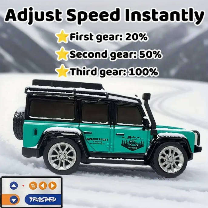 RC Alloy Mini Remote Control Off-Road Vehicle - 2.4GHz Anti-Jamming, LED Flashing Lights 1:64 Scale