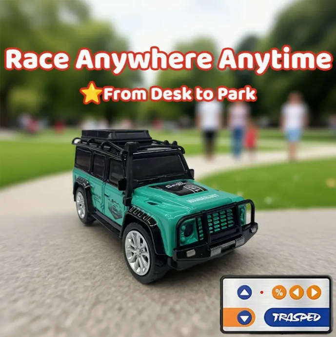 RC Alloy Mini Remote Control Off-Road Vehicle - 2.4GHz Anti-Jamming, LED Flashing Lights 1:64 Scale