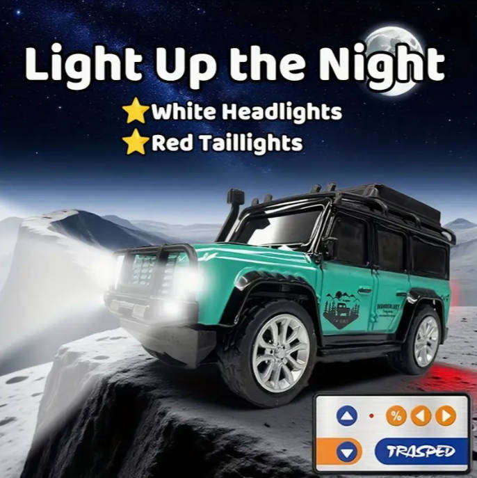 RC Alloy Mini Remote Control Off-Road Vehicle - 2.4GHz Anti-Jamming, LED Flashing Lights 1:64 Scale