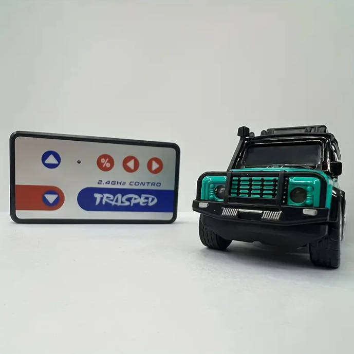 RC Alloy Mini Remote Control Off-Road Vehicle - 2.4GHz Anti-Jamming, LED Flashing Lights 1:64 Scale