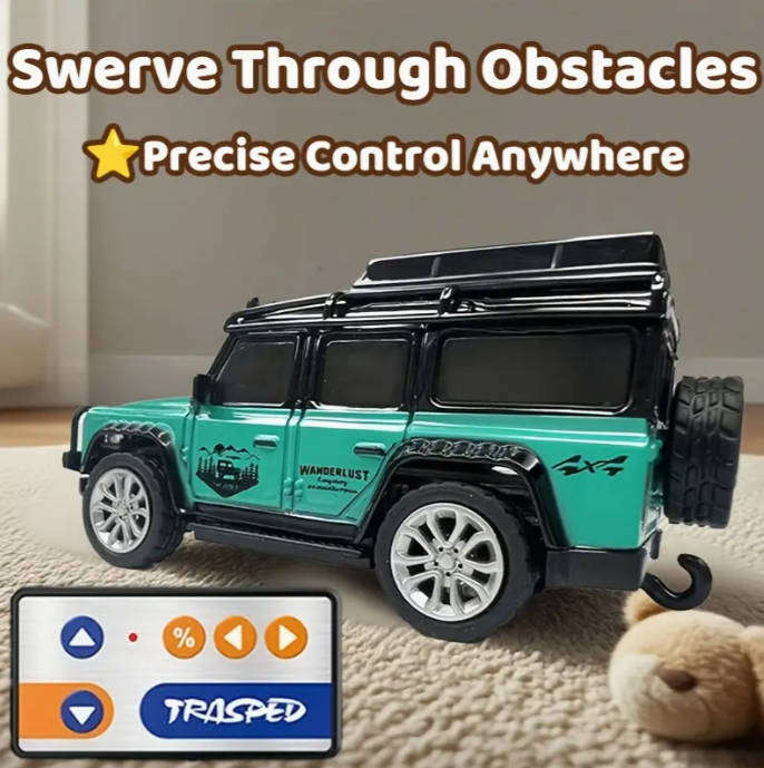 RC Alloy Mini Remote Control Off-Road Vehicle - 2.4GHz Anti-Jamming, LED Flashing Lights 1:64 Scale