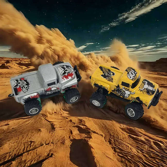 1:64 Mini Alloy Car Remote Control Off-Road Truck with Bull Head Graffiti Design1:64 Mini Alloy Car