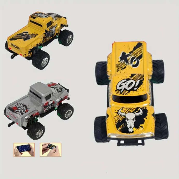 1:64 Mini Alloy Car Remote Control Off-Road Truck with Bull Head Graffiti Design1:64 Mini Alloy Car
