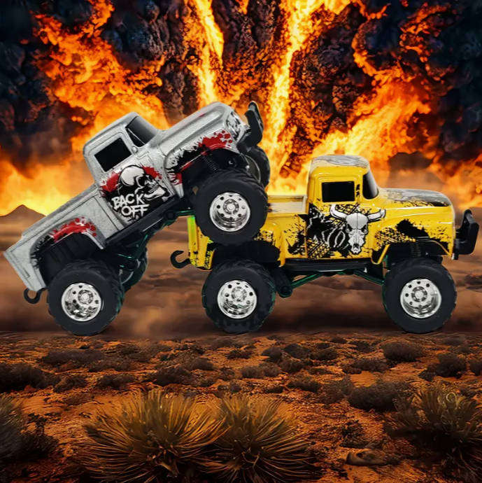 1:64 Mini Alloy Car Remote Control Off-Road Truck with Bull Head Graffiti Design1:64 Mini Alloy Car