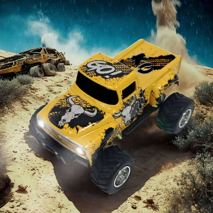 1:64 Mini Alloy Car Remote Control Off-Road Truck with Bull Head Graffiti Design1:64 Mini Alloy Car