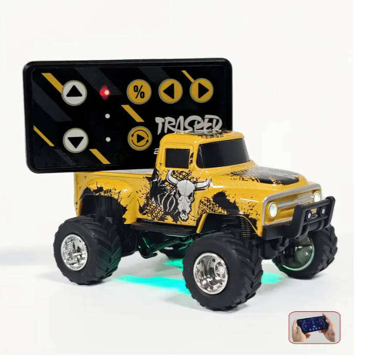 1:64 Mini Alloy Car Remote Control Off-Road Truck with Bull Head Graffiti Design1:64 Mini Alloy Car