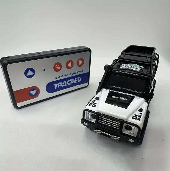 RC Alloy Mini Remote Control Off-Road Vehicle - 2.4GHz Anti-Jamming, LED Flashing Lights 1:64 Scale