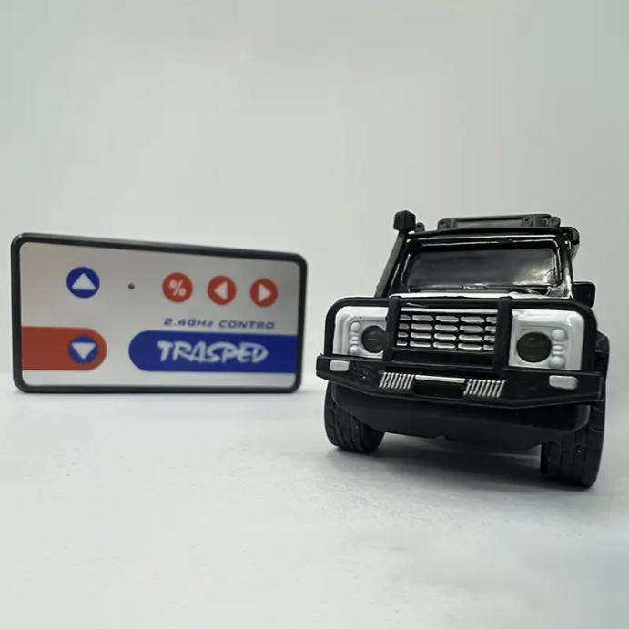 RC Alloy Mini Remote Control Off-Road Vehicle - 2.4GHz Anti-Jamming, LED Flashing Lights 1:64 Scale