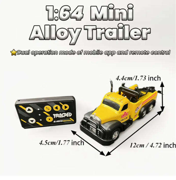 RC Alloy Remote Control Trailer Truck - 3-Speed Adjustable, 2.4G Dual-Frequency Wireless 1:64 Scale