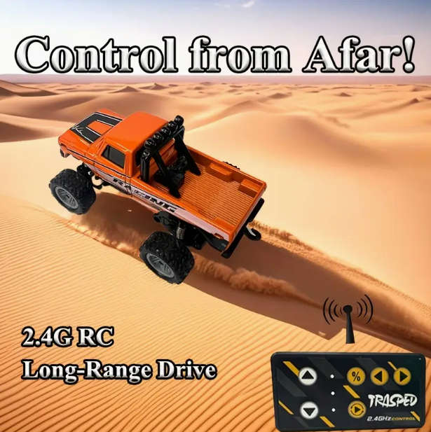 RC Remote Control car 1:64 Scale Alloy Off-Road Truck - 2.4G Car with 3-Speed LED Flashing Lights