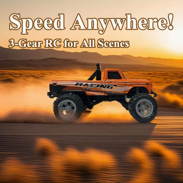 RC Remote Control car 1:64 Scale Alloy Off-Road Truck - 2.4G Car with 3-Speed LED Flashing Lights