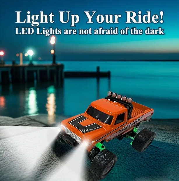 RC Remote Control car 1:64 Scale Alloy Off-Road Truck - 2.4G Car with 3-Speed LED Flashing Lights