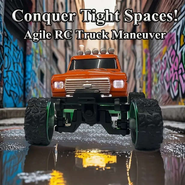 RC Remote Control car 1:64 Scale Alloy Off-Road Truck - 2.4G Car with 3-Speed LED Flashing Lights