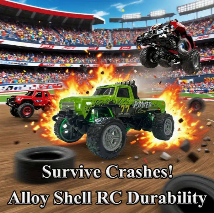 RC Mini Alloy Off-Road Truck | LED Lights 3-Speed | 2.4GHz USB Charging Pocket Size 1:64 Scale