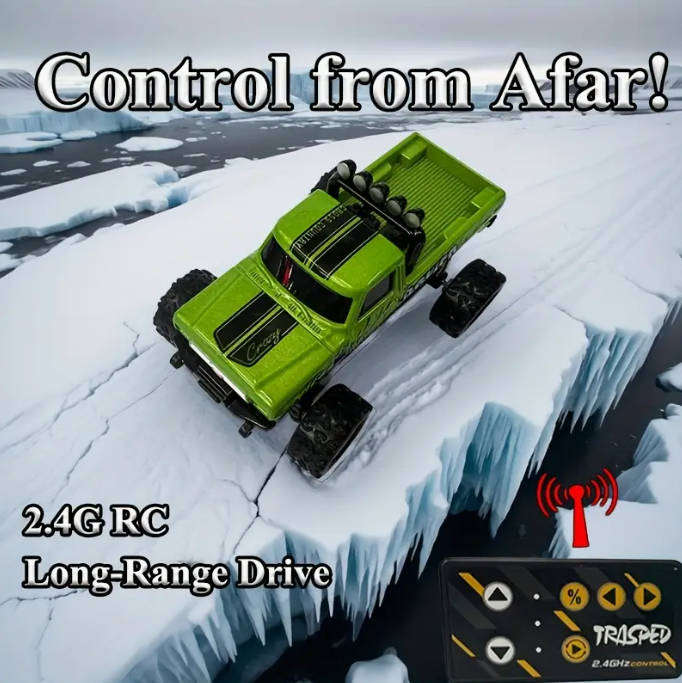 RC Mini Alloy Off-Road Truck | LED Lights 3-Speed | 2.4GHz USB Charging Pocket Size 1:64 Scale