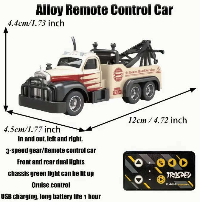 RC Alloy Remote Control Trailer Truck - 3-Speed Adjustable, 2.4G Dual-Frequency Wireless 1:64 Scale