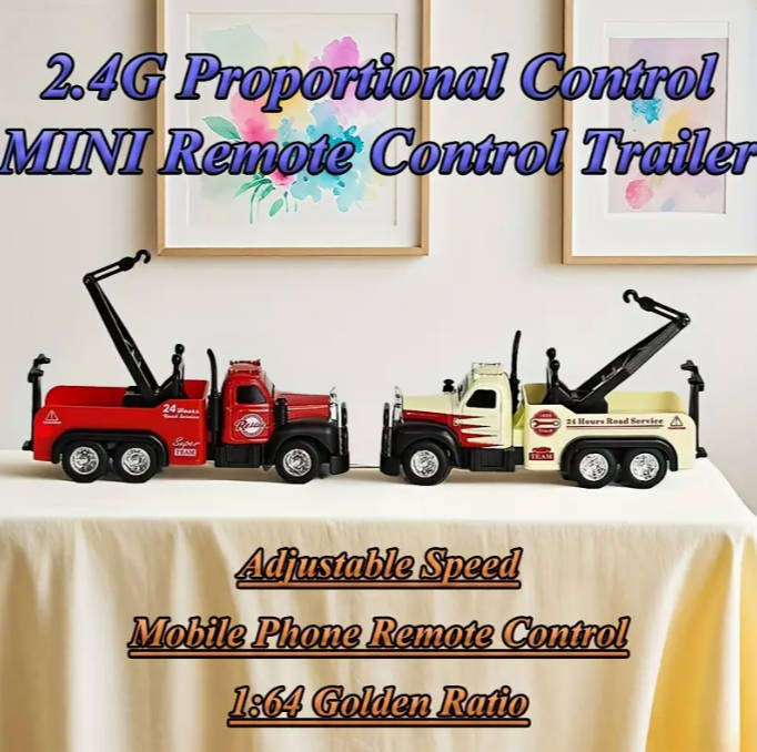 RC Alloy Remote Control Trailer Truck - 3-Speed Adjustable, 2.4G Dual-Frequency Wireless 1:64 Scale