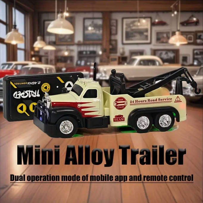 RC Alloy Remote Control Trailer Truck - 3-Speed Adjustable, 2.4G Dual-Frequency Wireless 1:64 Scale