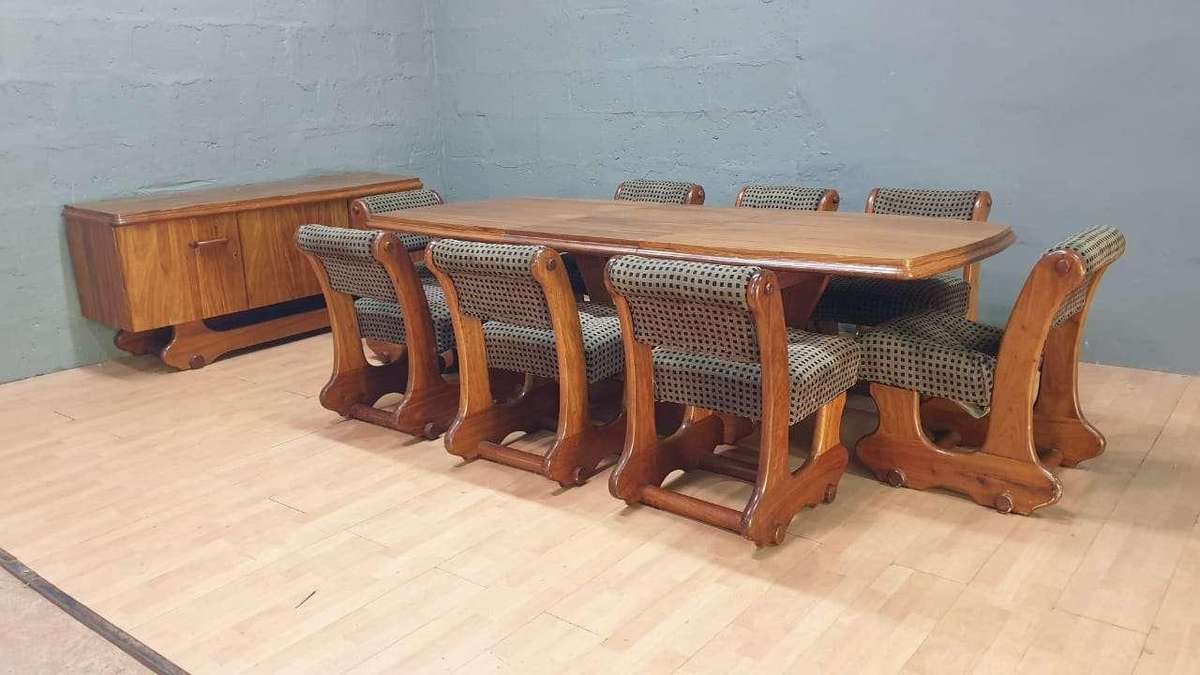 Original Oak Antique Dining Suite, 8 Oak Antique Chairs, 1 Long Oak Antique Table, Best for Family