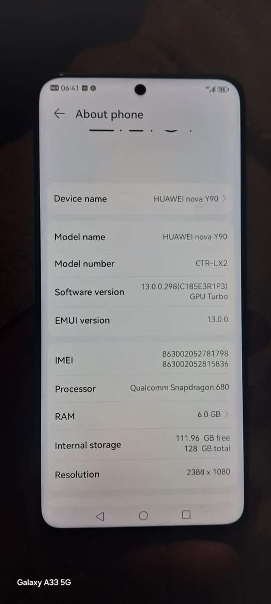 Huawei Nova Y90 Android 13 6GB 128GB 4G LTE Dual Sim 5000 mAh Bluetooth WIFI