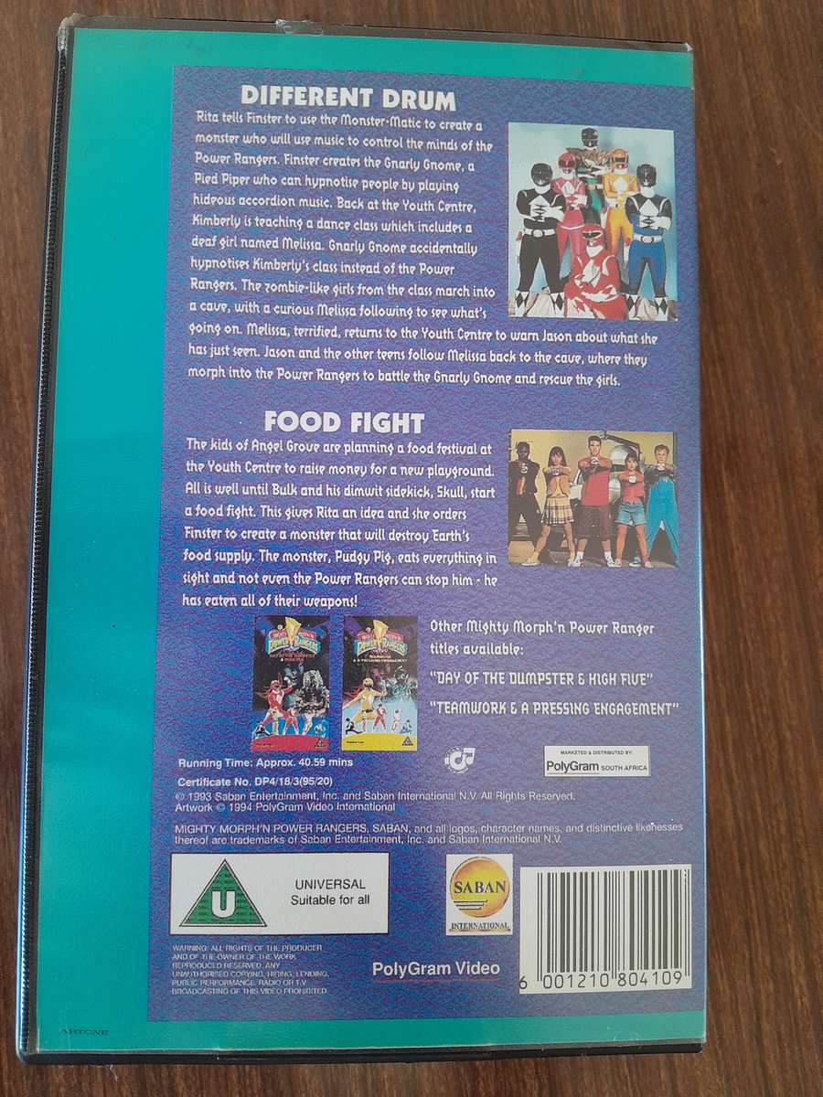 Classic Mighty Morphin Power Rangers VHS Tape Vol. 3 (Different Drum & Food Fight)
