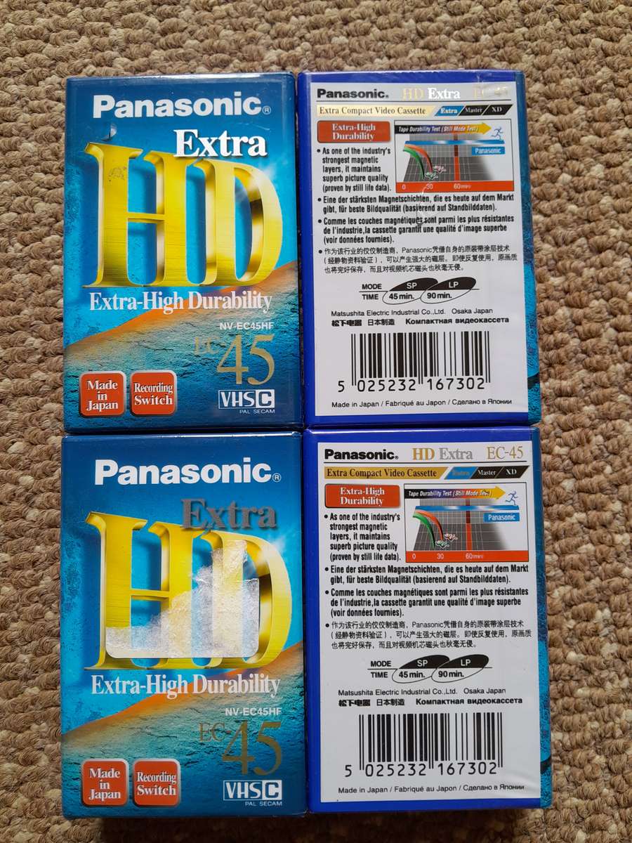 Blank Compact Video Cassette VHS-C (4xPanasonic Extra HD) (3xTDK HS45) Bundle - Brand-new & Sealed!
