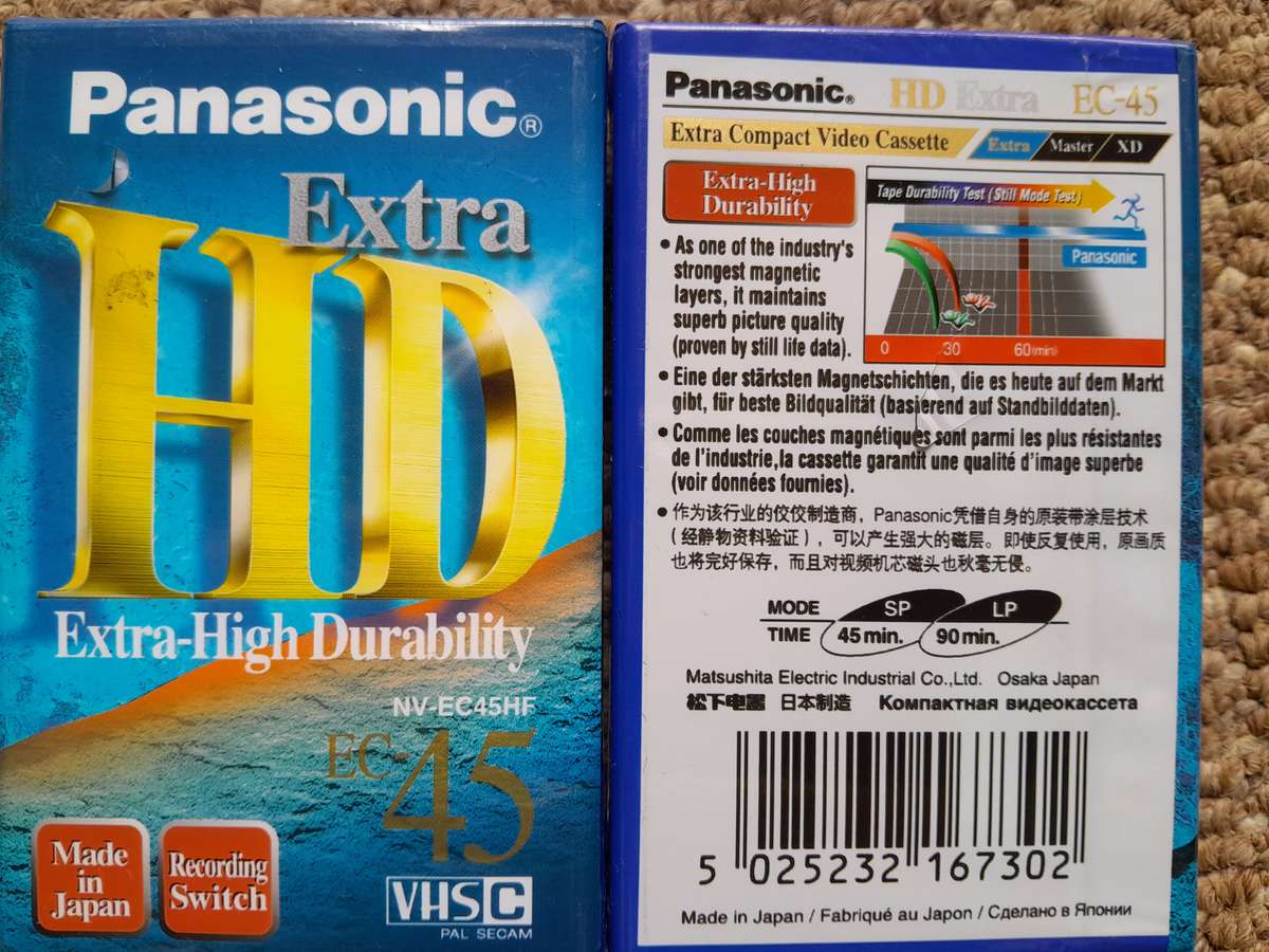 Blank Compact Video Cassette VHS-C (4xPanasonic Extra HD) (3xTDK HS45) Bundle - Brand-new & Sealed!