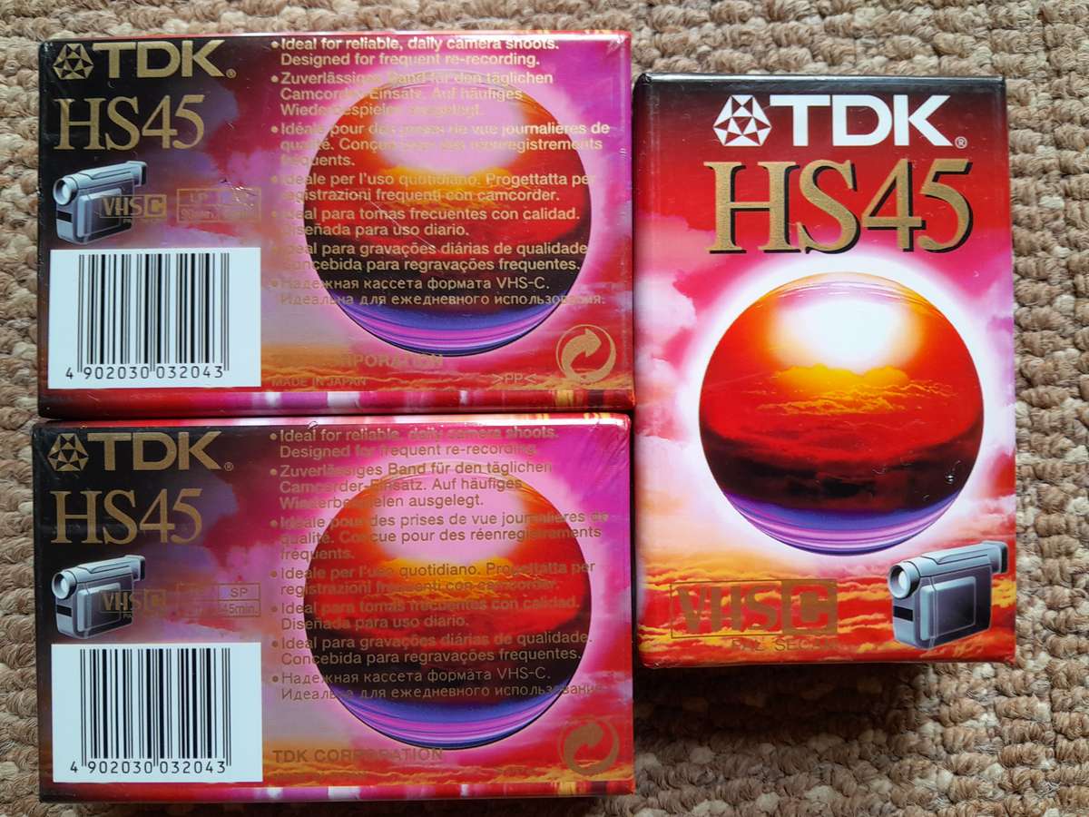 Blank Compact Video Cassette VHS-C (4xPanasonic Extra HD) (3xTDK HS45) Bundle - Brand-new & Sealed!