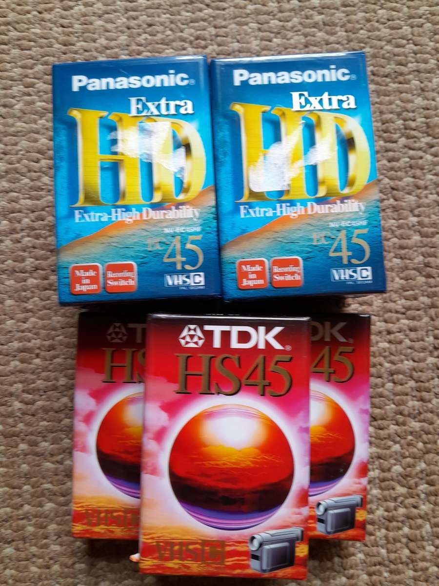 Blank Compact Video Cassette VHS-C (4xPanasonic Extra HD) (3xTDK HS45) Bundle - Brand-new & Sealed!