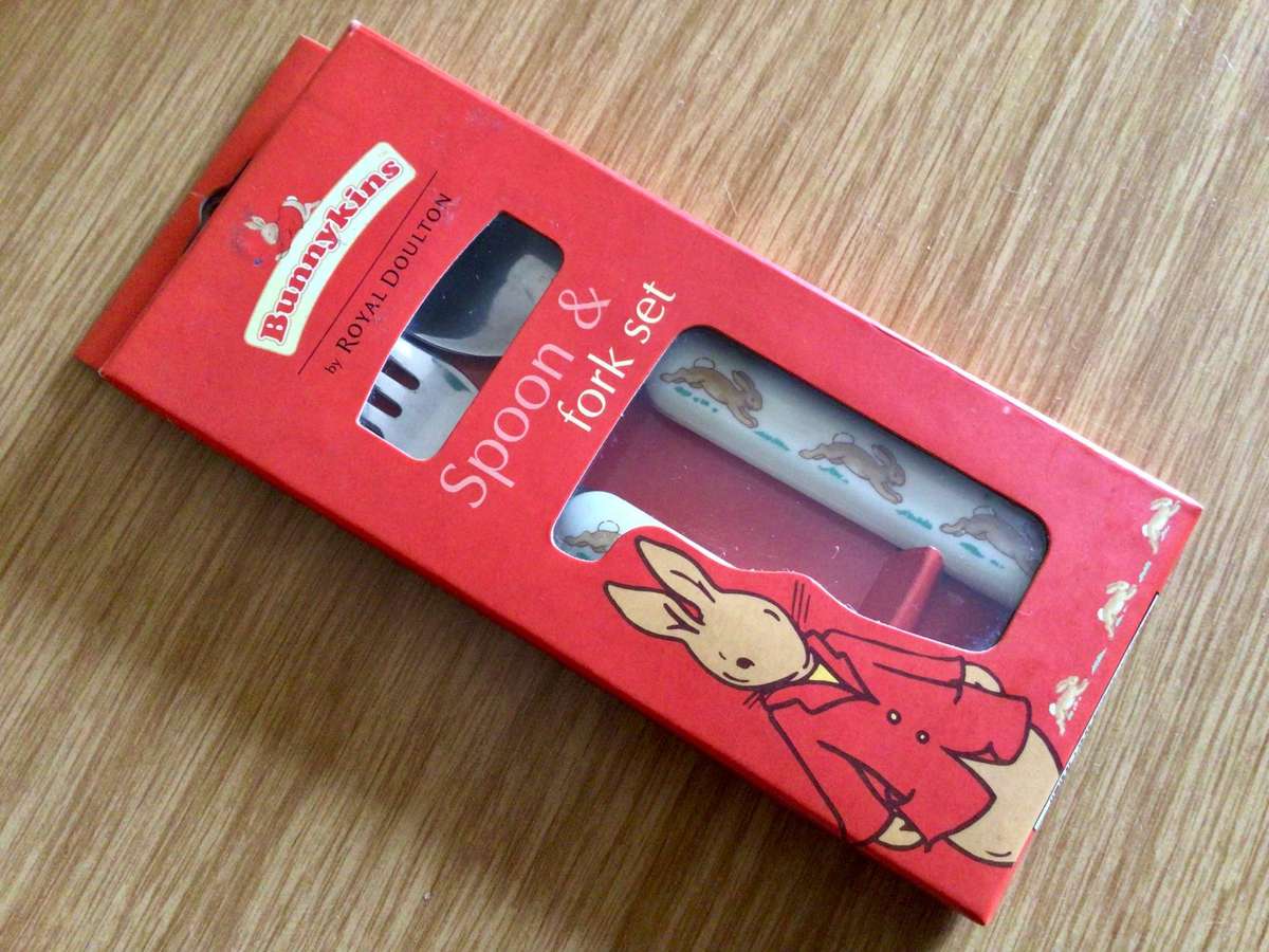 Rare Royal Doulton Bunnykins Boxed Spoon and Fork Cutlery Set