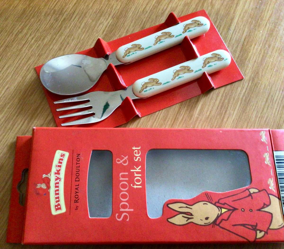 Rare Royal Doulton Bunnykins Boxed Spoon and Fork Cutlery Set
