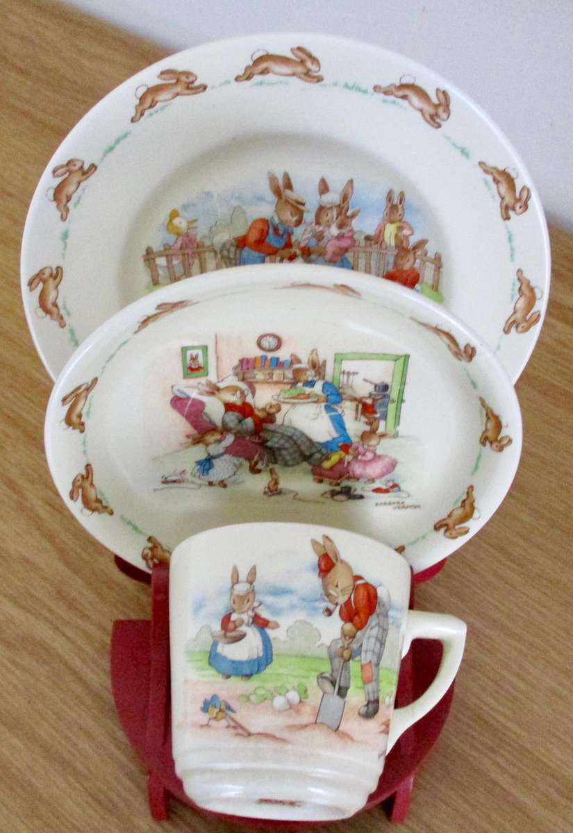 Rare Signed Bunnykins Trio by Royal Doulton