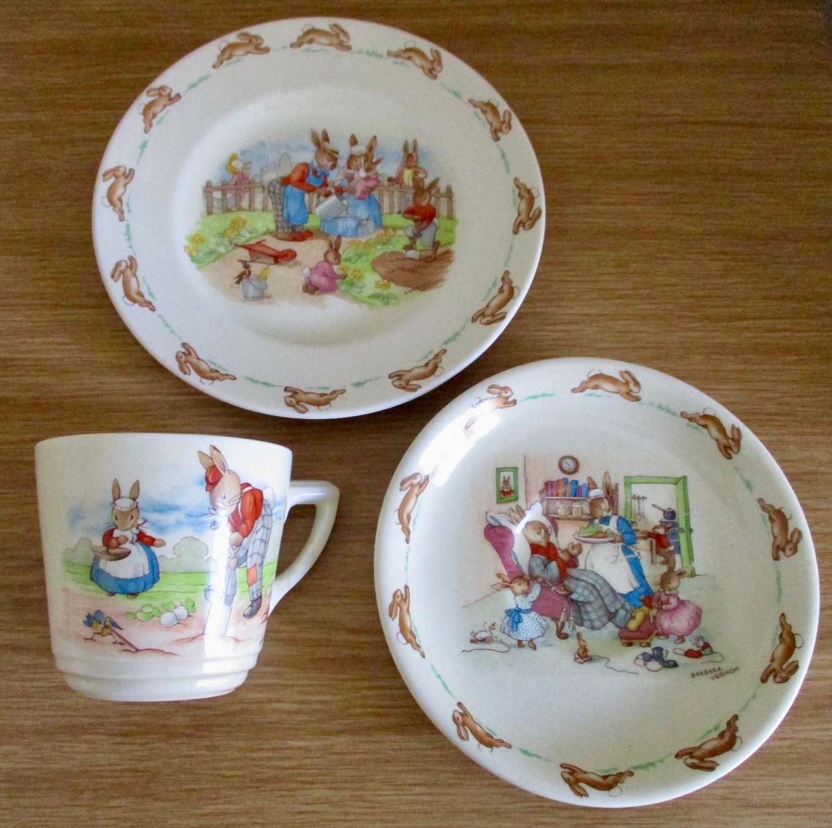 Rare Signed Bunnykins Trio by Royal Doulton