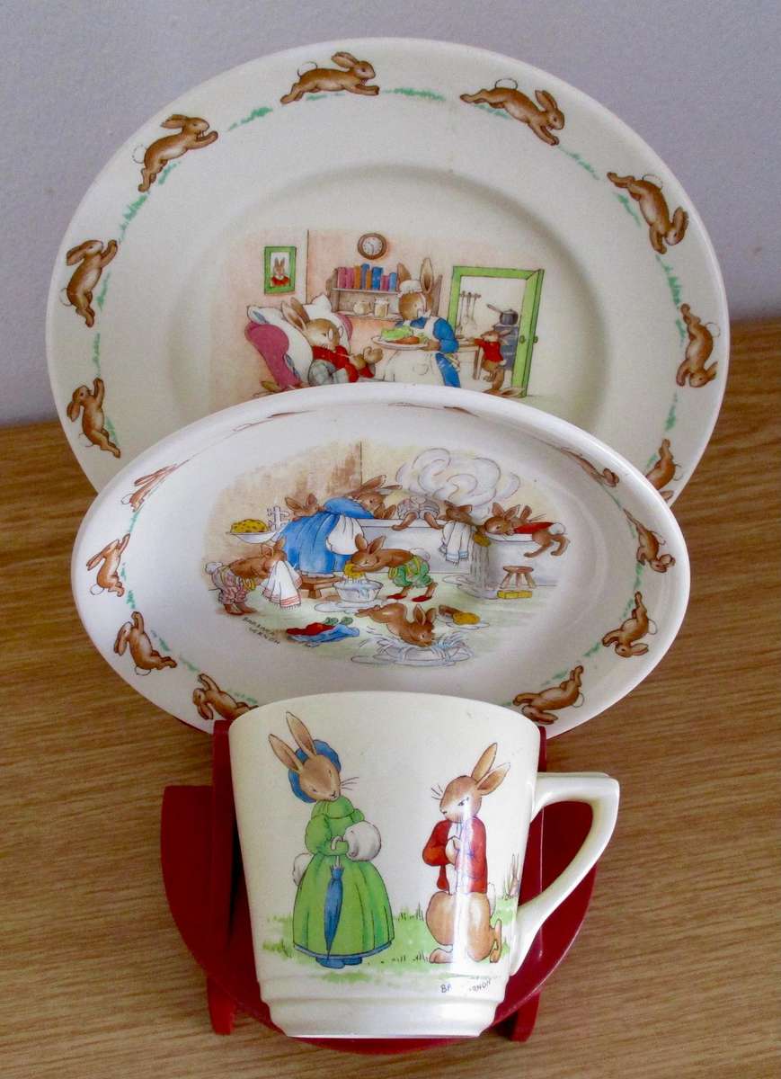 Rare Signed Bunnykins Trio by Royal Doulton