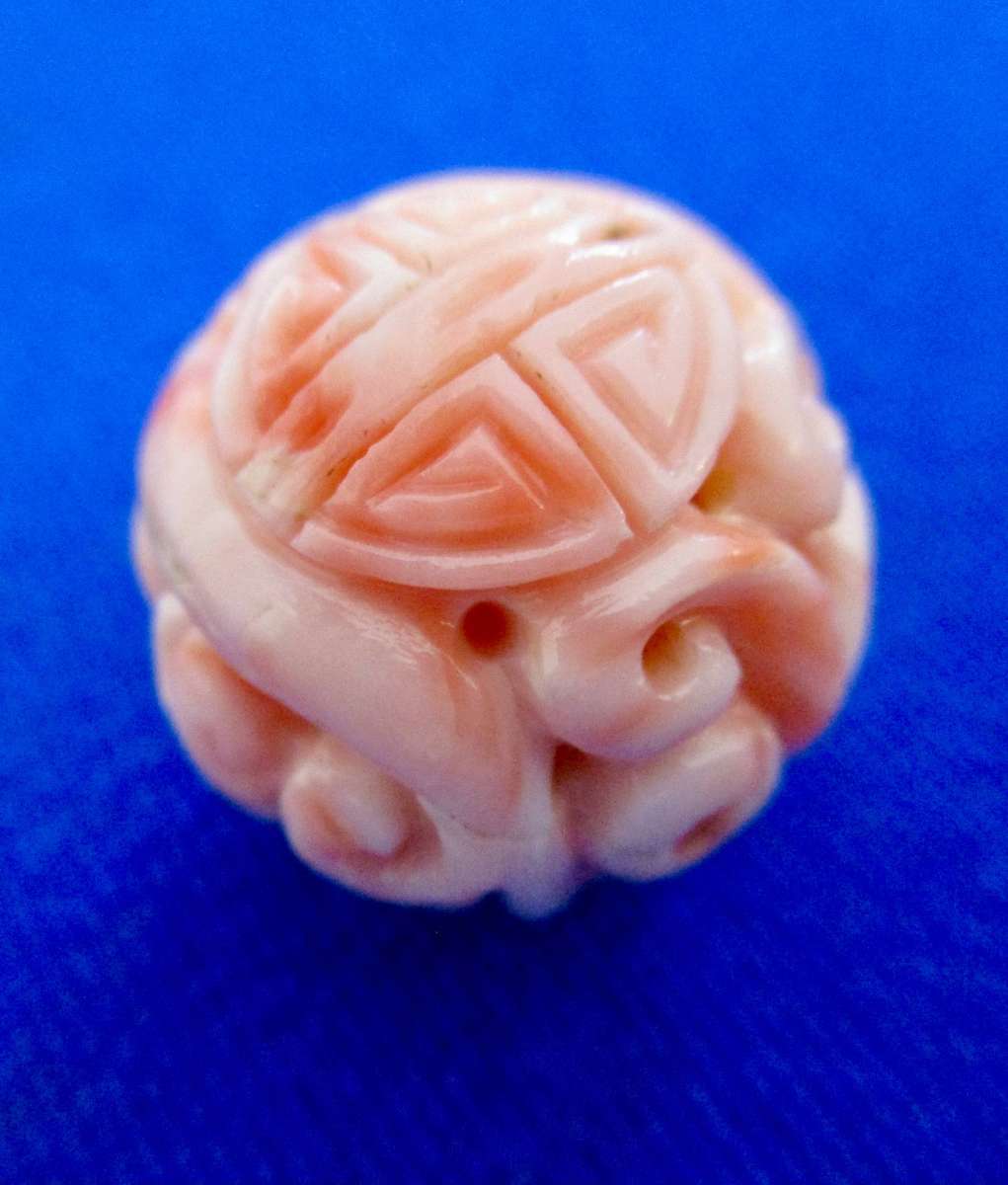 Amazing Large Vintage Pink Coral Carved Bead