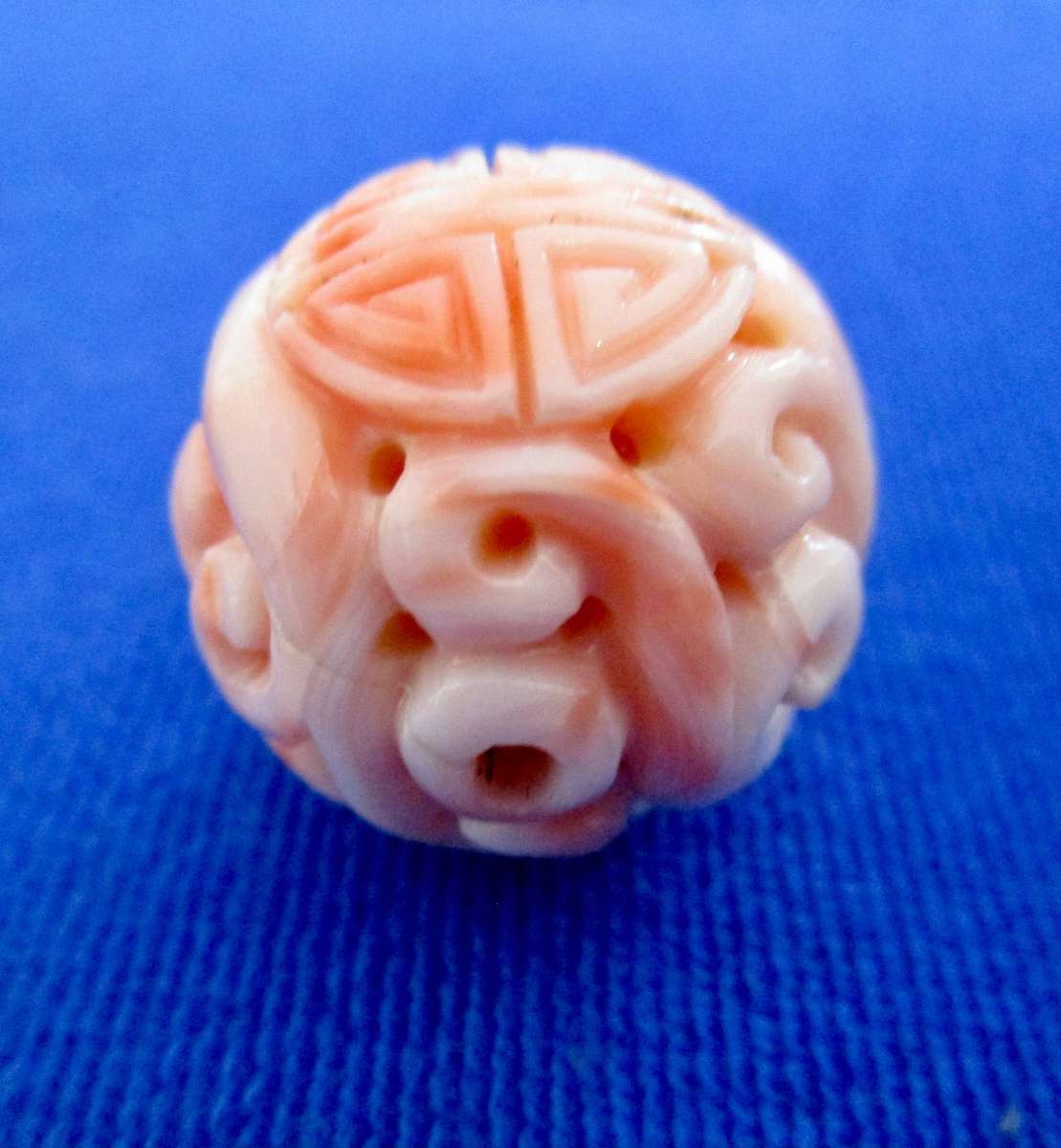 Amazing Large Vintage Pink Coral Carved Bead