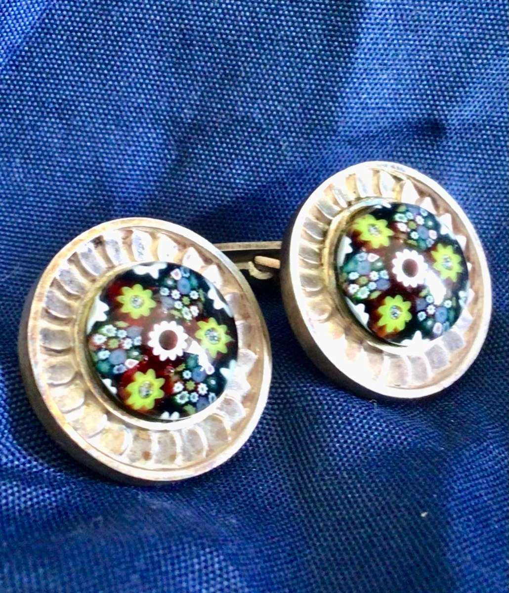 Caithness - Millefiori Glass Sterling Silver Cufflinks