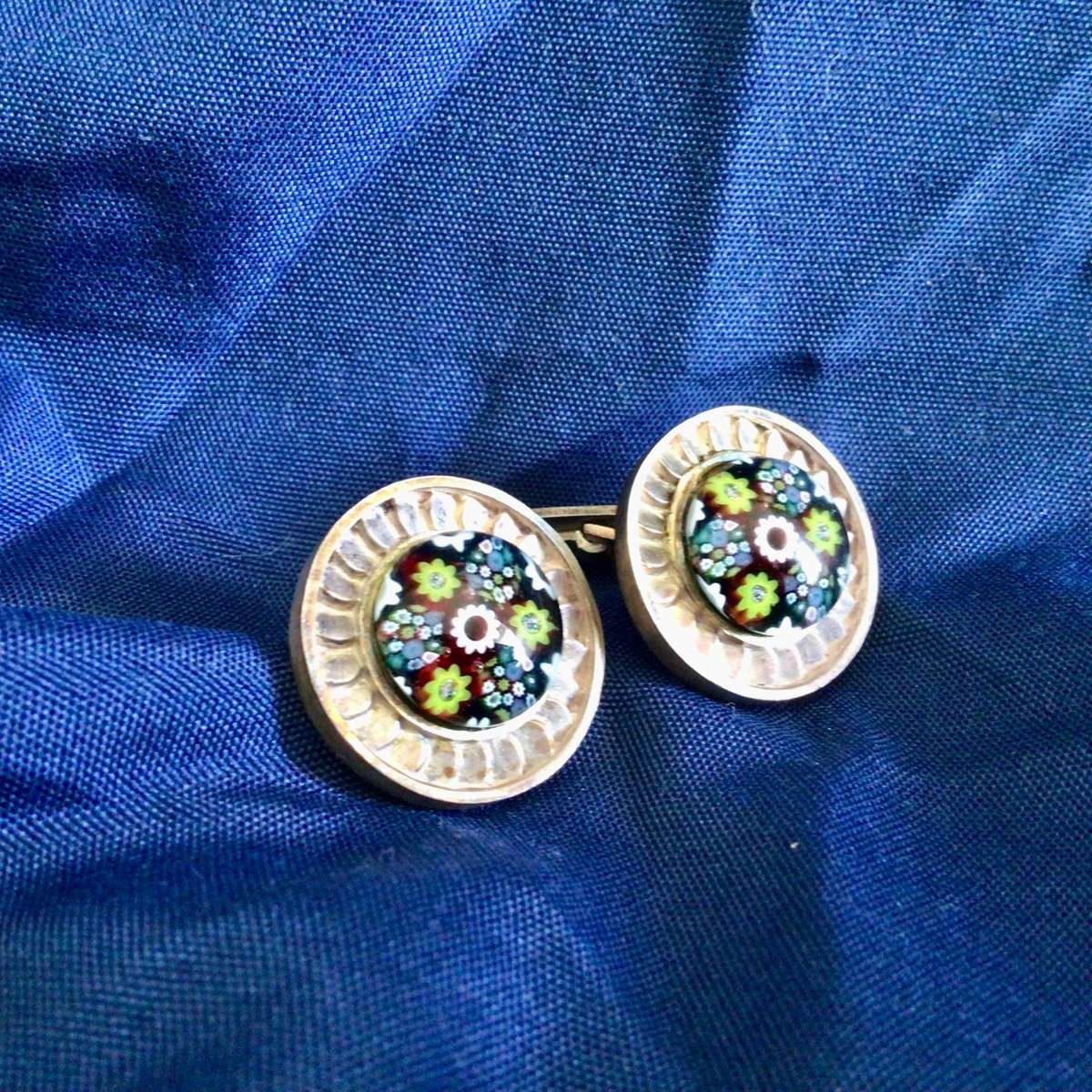 Caithness - Millefiori Glass Sterling Silver Cufflinks