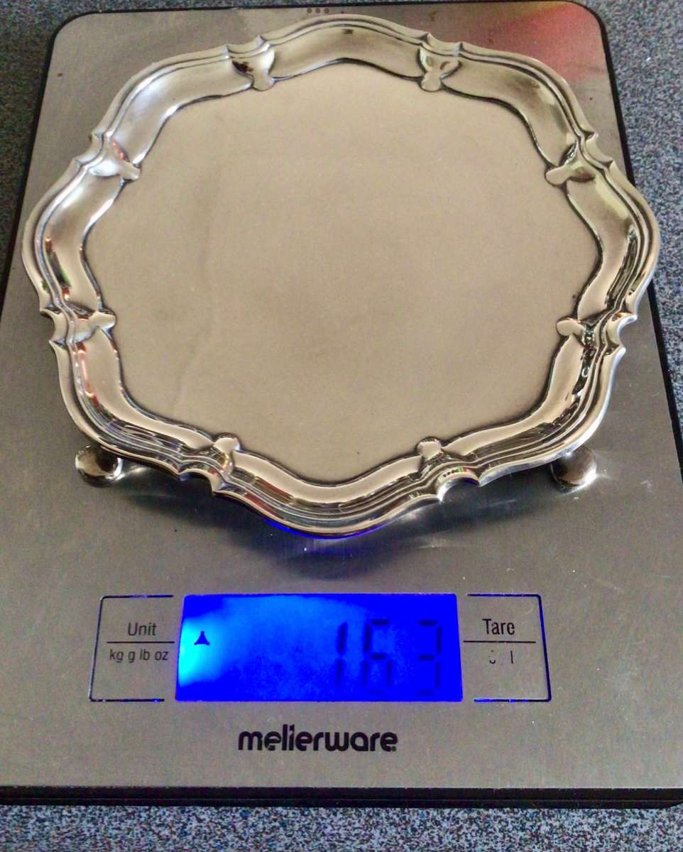 163 Grams Hallmarked Sterling Silver Sheffield 1932 Salver Card Tray!