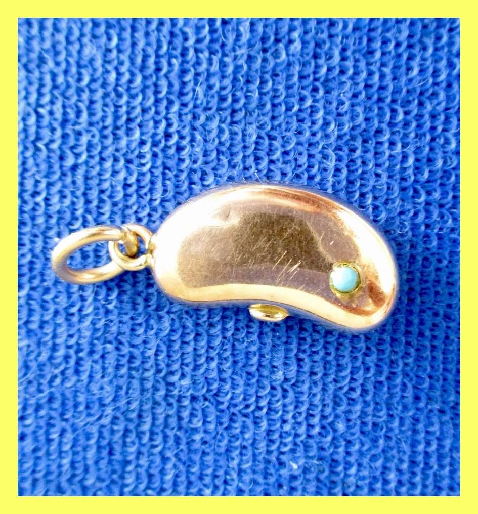 Nine Carat Gold Antique Lucky Bean Charm Birm. 1924!