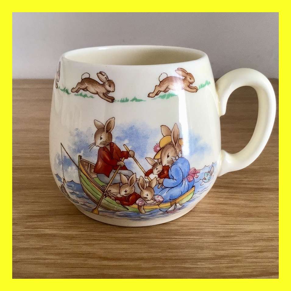 Vintage Royal Doulton Bunnykins Mug Rowing Scene!