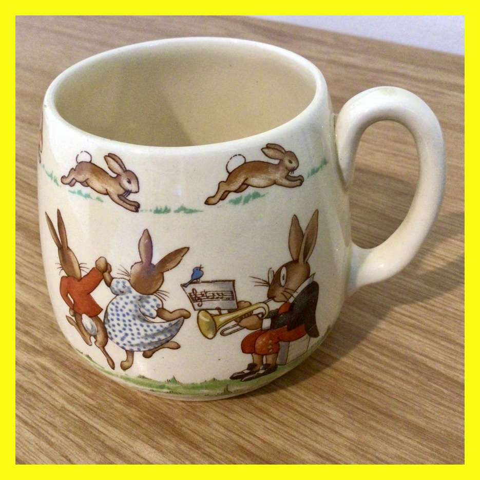 WOW Vintage Signed Royal Doulton Bunnykins Mug Dancing Scene!