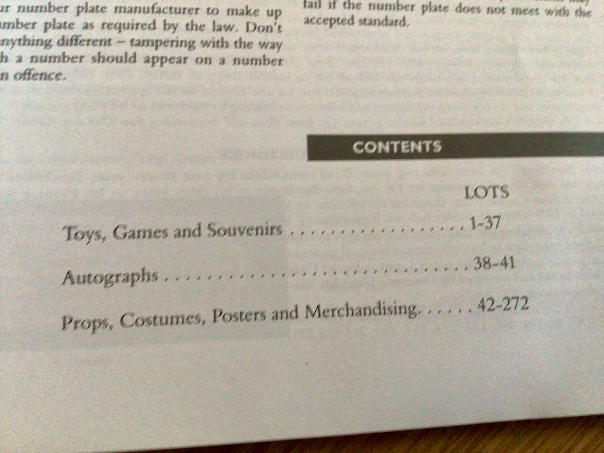 James Bond Movie Memorabilia Auction Catalogue Christies, Sept 1998