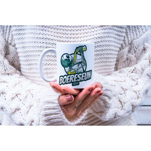 Printed White Ceramic Mug: Boereseun