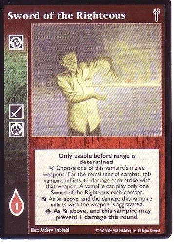 Sword of the Righteous x1 BL LoB Lot A VTES Jyhad